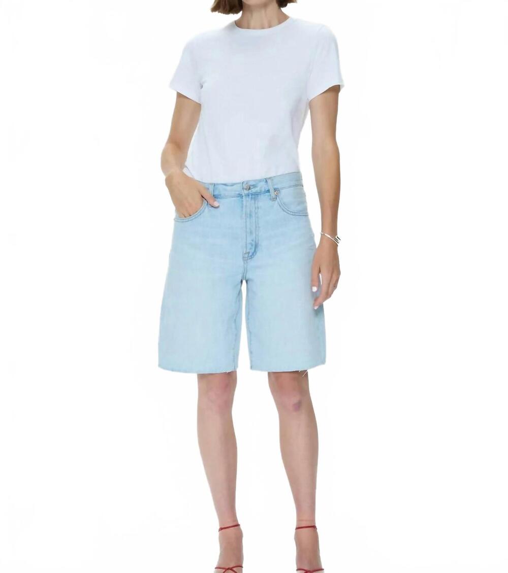 NEW PISTOLA nolan relaxed straight cut off denim short in postcards vintage